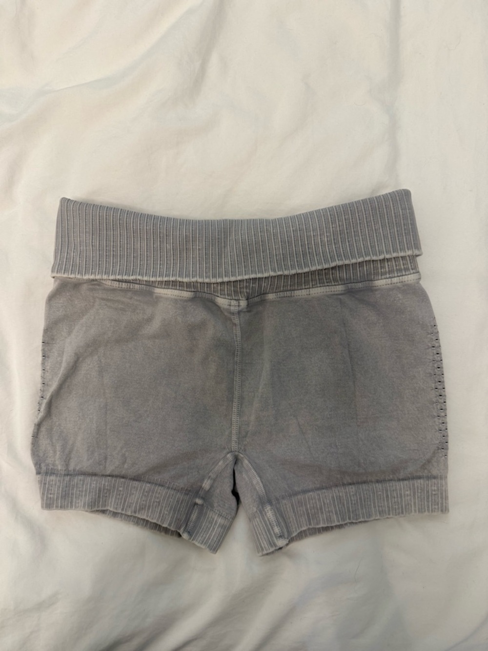 Free People Gray Ribbed Waistband Shorts